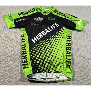 VolerHerbalife Cycling Jersey Men Small Green Black Spotted Biking Zip USA‎ Made